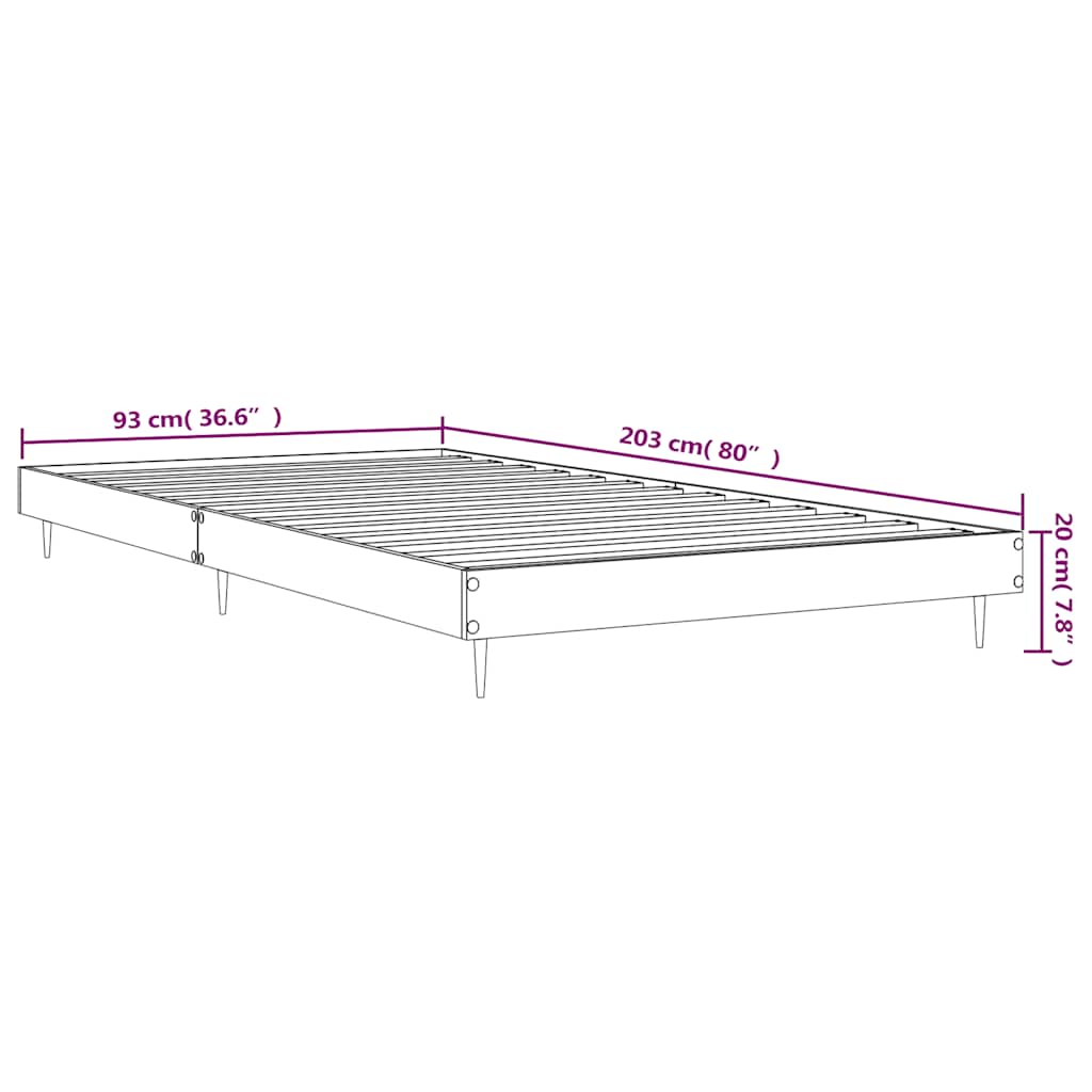 Giroletto senza Materasso Rovere Fumo 90x200 cm in Truciolato | homemem39