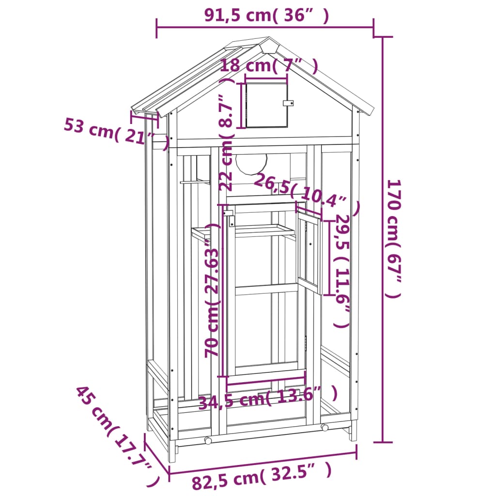 Casetta per Uccelli Moka 91,5x53x170 cm Legno Massello Pino | homemem39