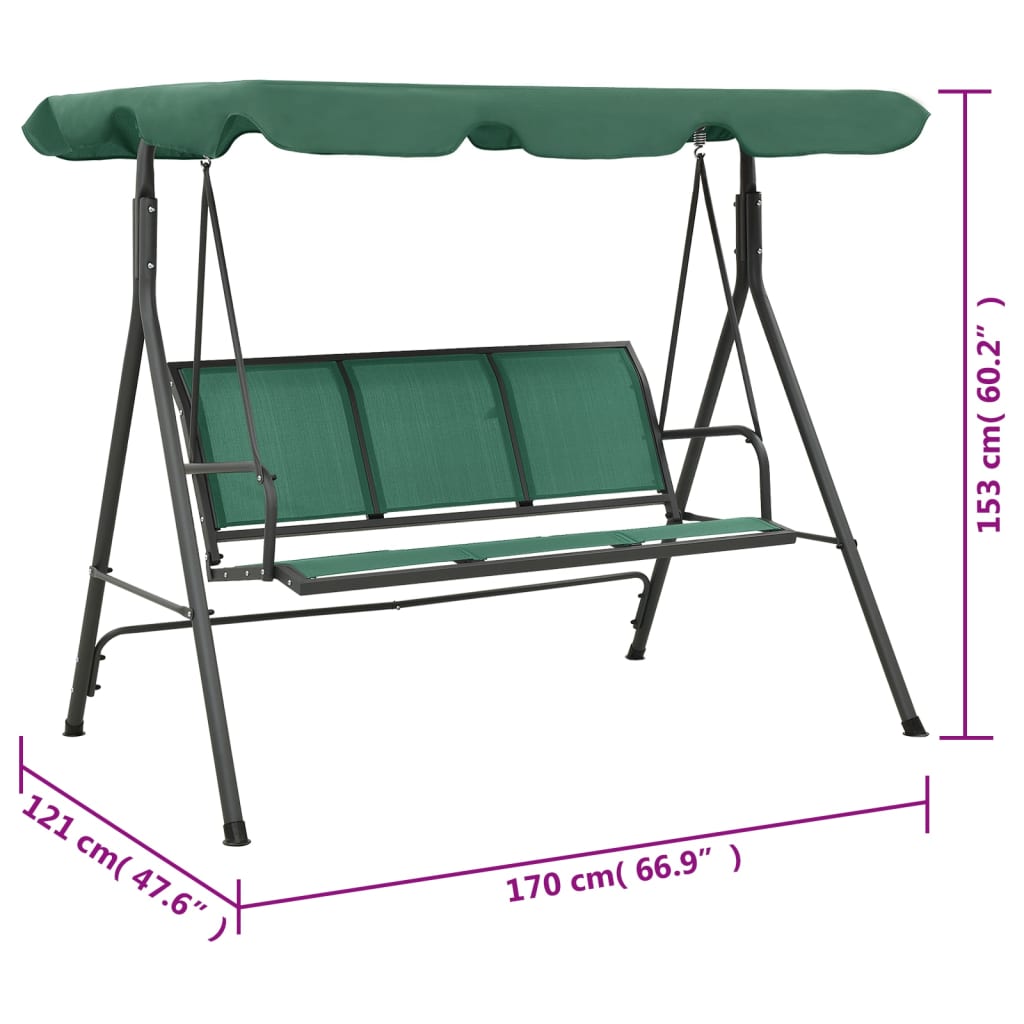 Panca a Dondolo da Giardino Verde 170 cm Textilene e Acciaio | homemem39