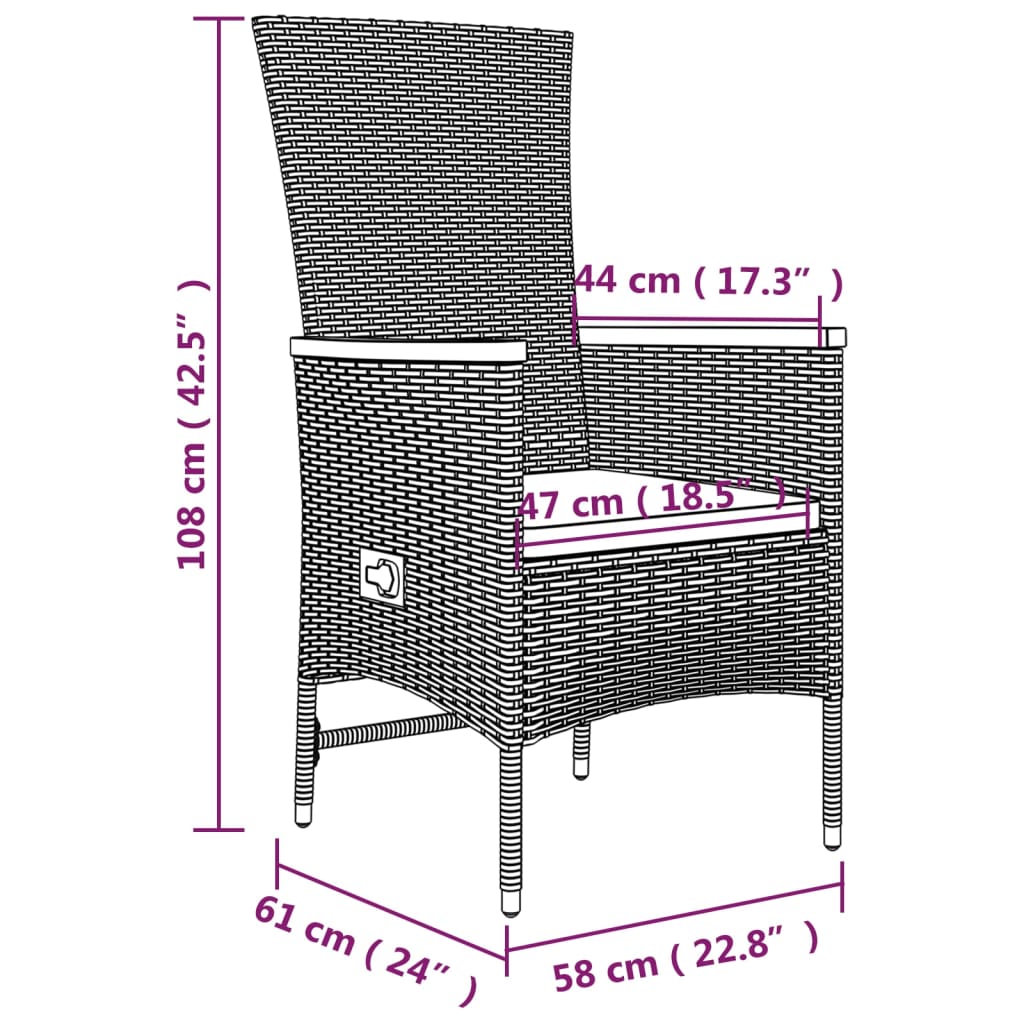 Set da Pranzo da Giardino 9 pz con Cuscini in Polyrattan Grigio | homemem39