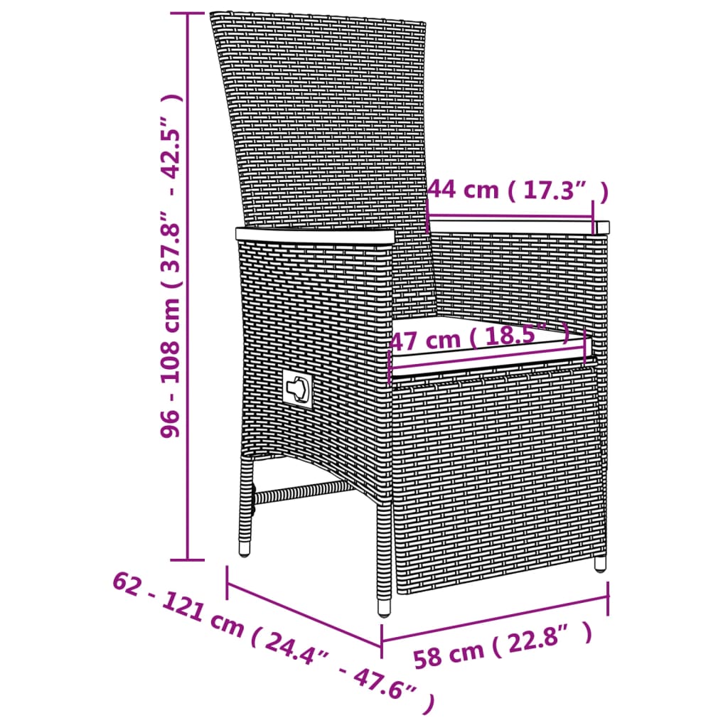 Set da Pranzo da Giardino 5 pz con Cuscini in Polyrattan Grigio | homemem39