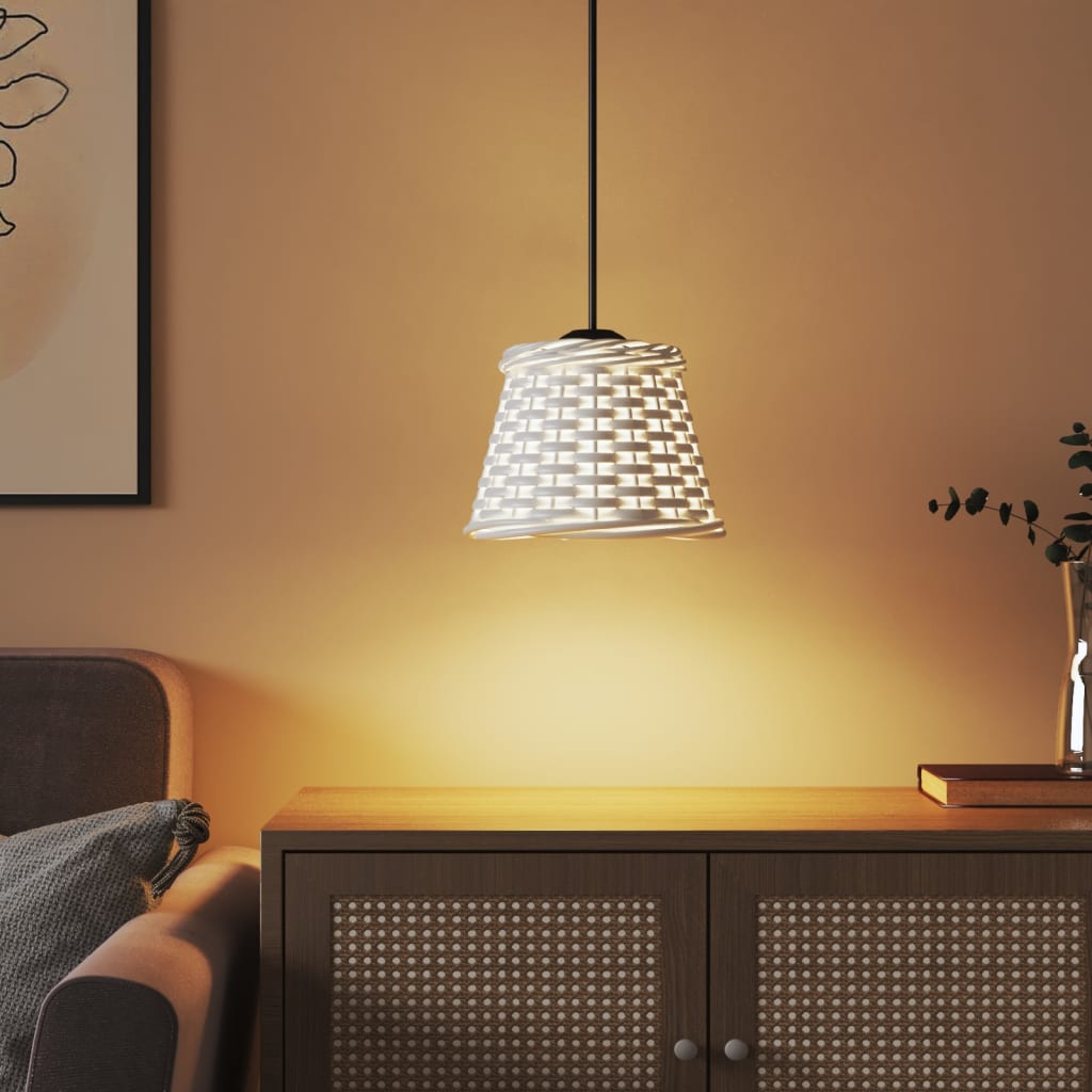 Paralume da Soffitto Bianco Ø15x12 cm in Vimini - homemem39