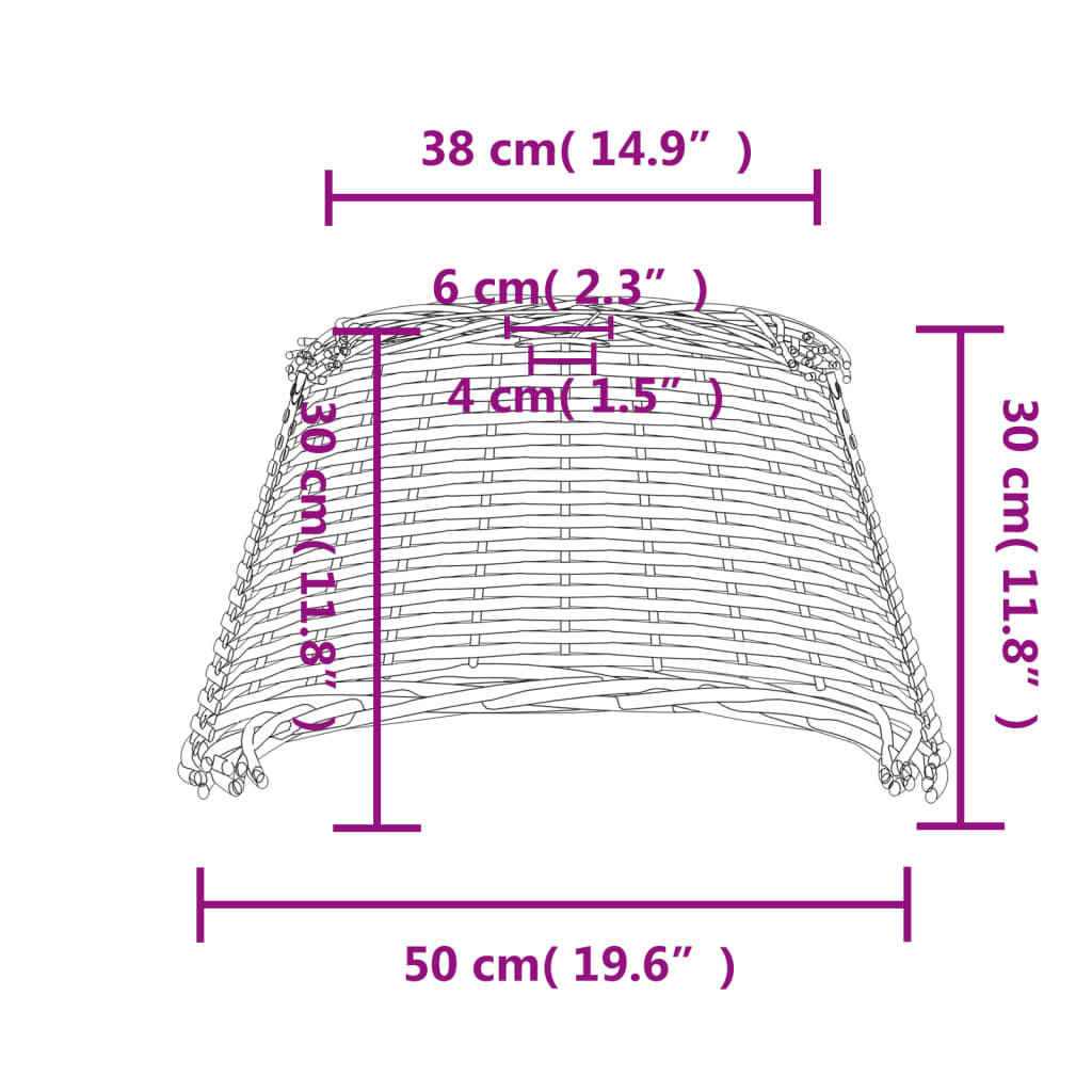 Paralume da Soffitto Bianco Ø50x30 cm in Vimini