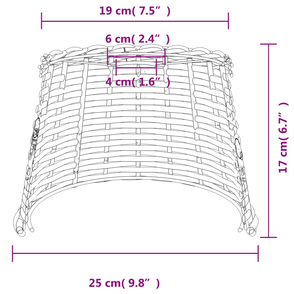 Paralume da Soffitto Marrone Ø25x17 cm in Vimini - homemem39