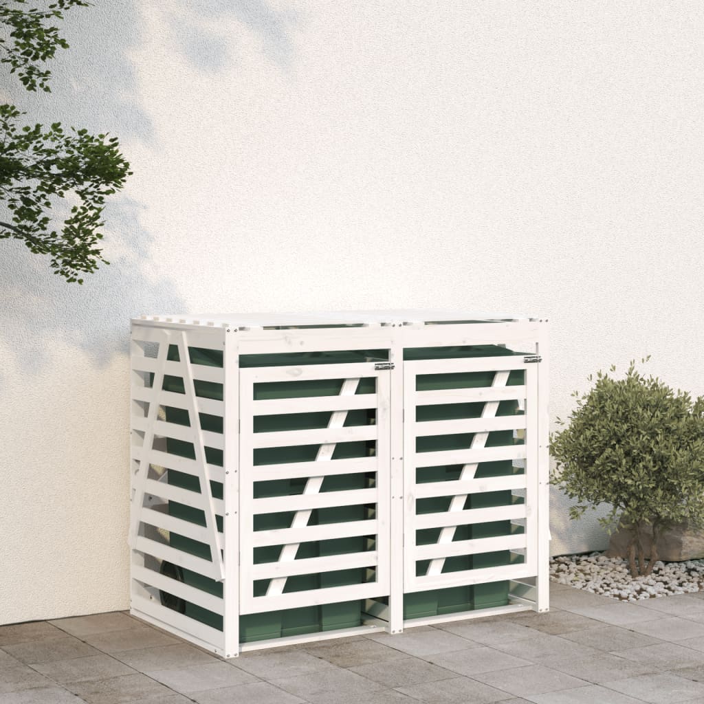 Copribidone Doppio Bianco in Legno Massello di Pino - homemem39