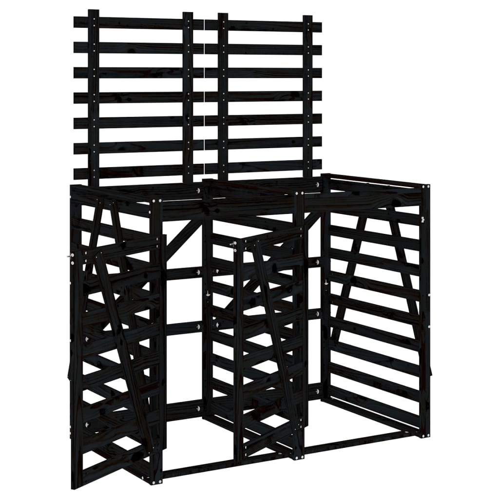 Copribidone Doppio Nero in Legno Massello di Pino - homemem39