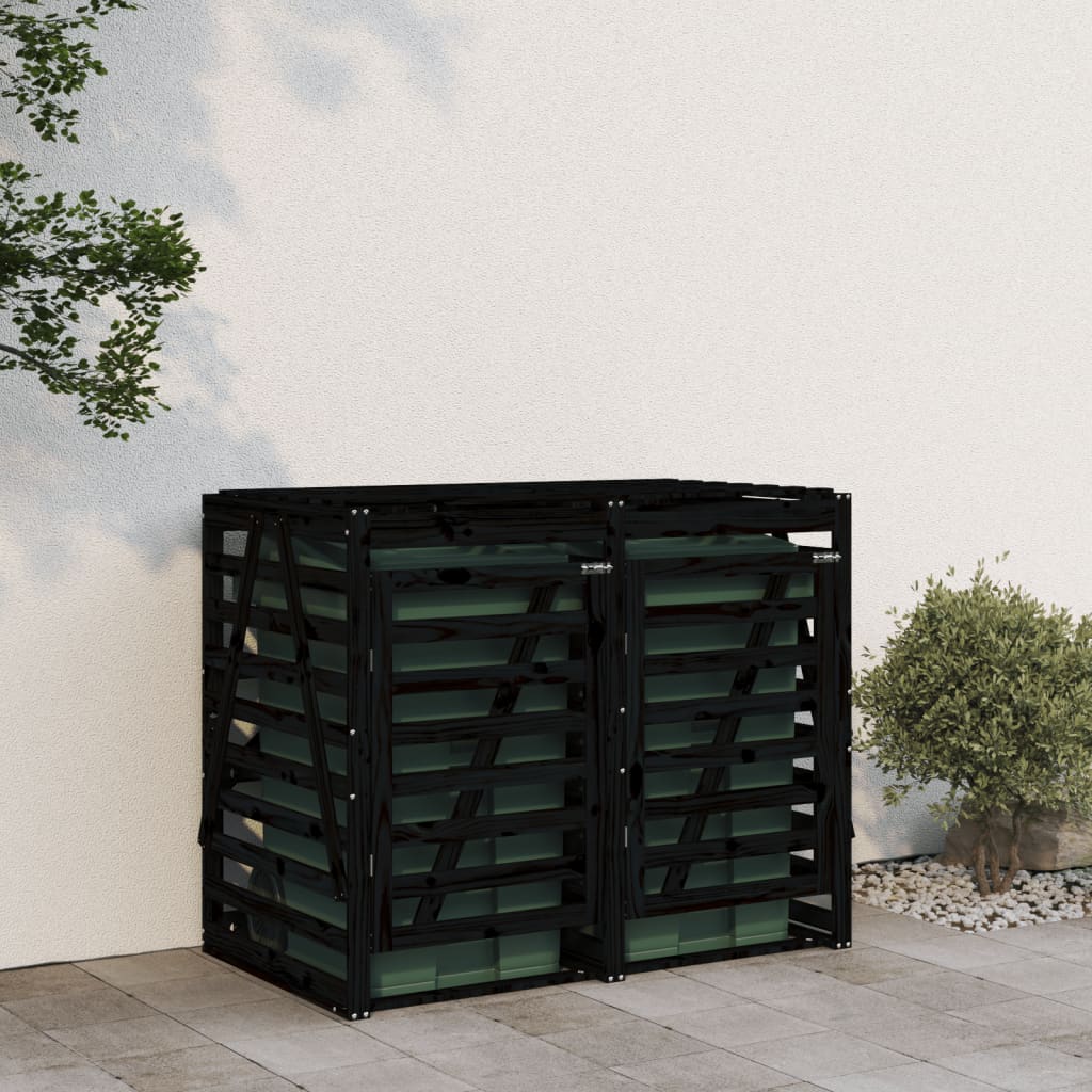 Copribidone Doppio Nero in Legno Massello di Pino - homemem39