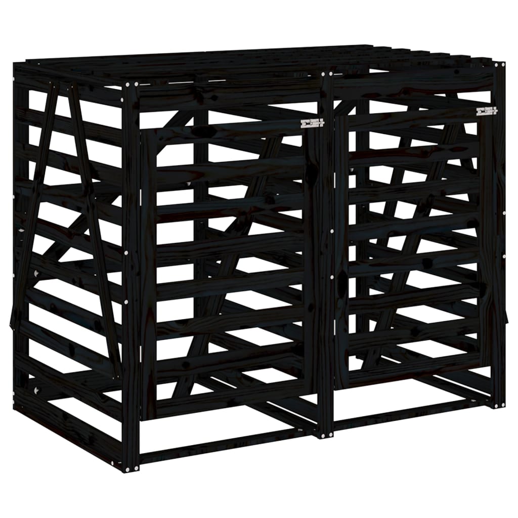 Copribidone Doppio Nero in Legno Massello di Pino - homemem39