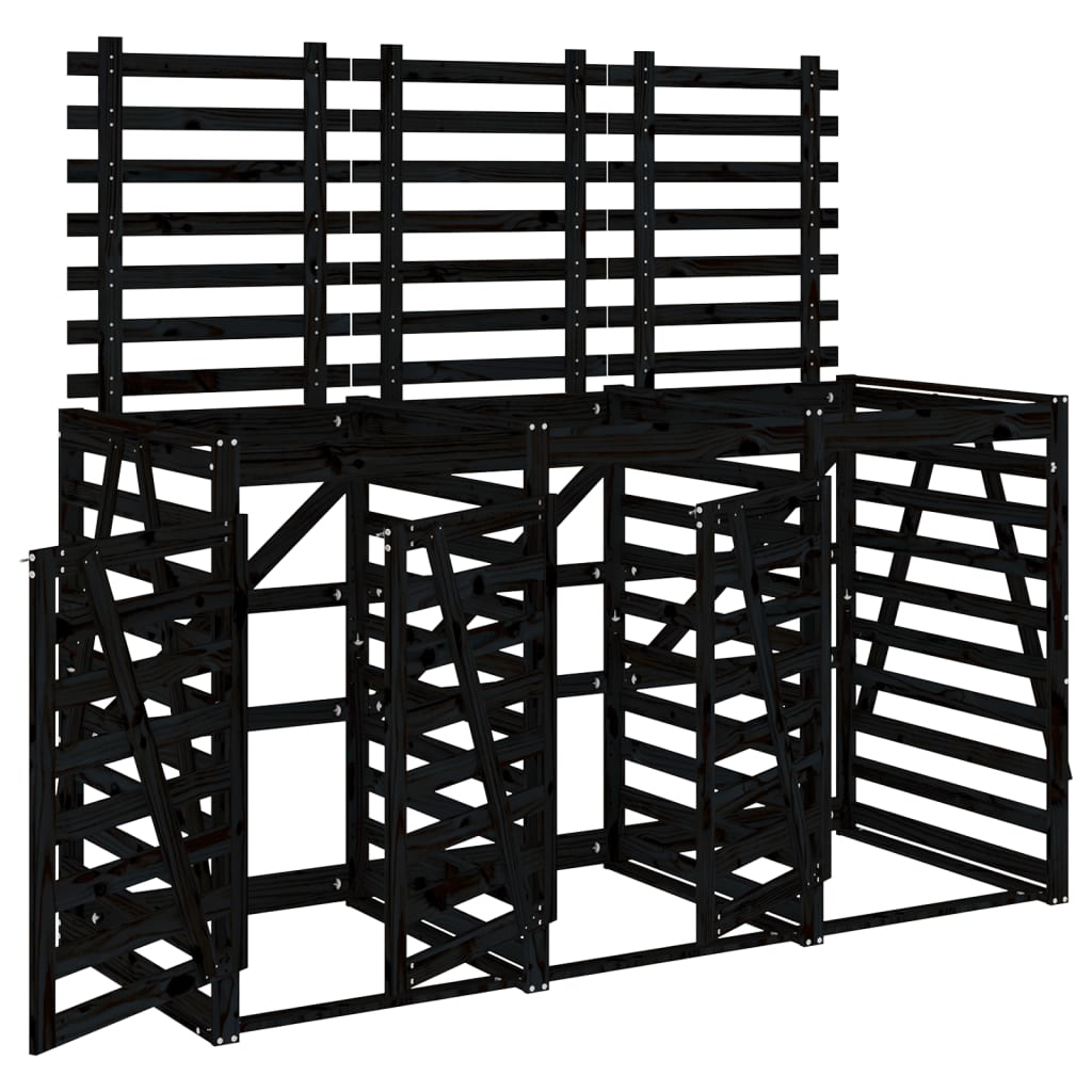 Copribidone Triplo Nero in Legno Massello di Pino - homemem39