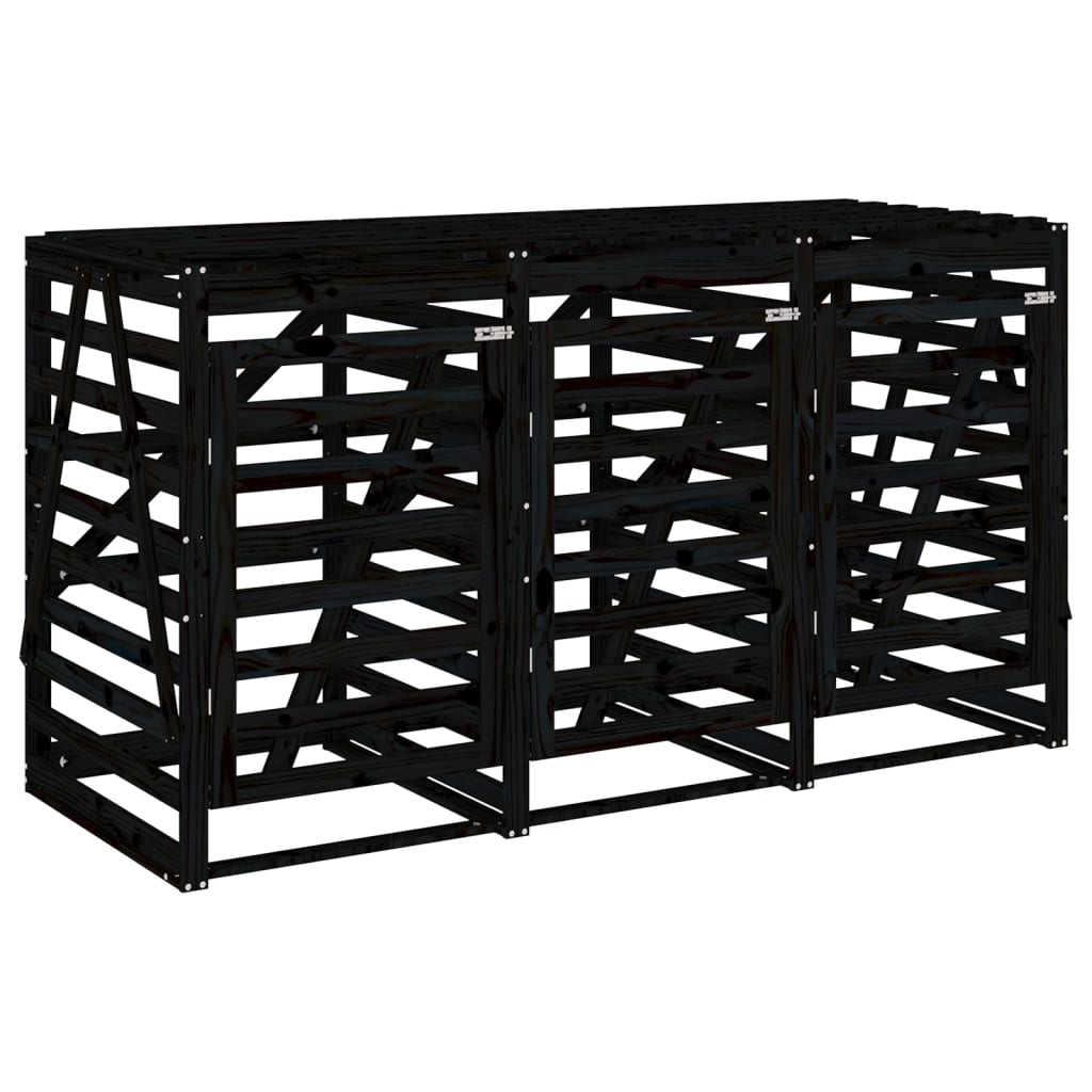 Copribidone Triplo Nero in Legno Massello di Pino - homemem39