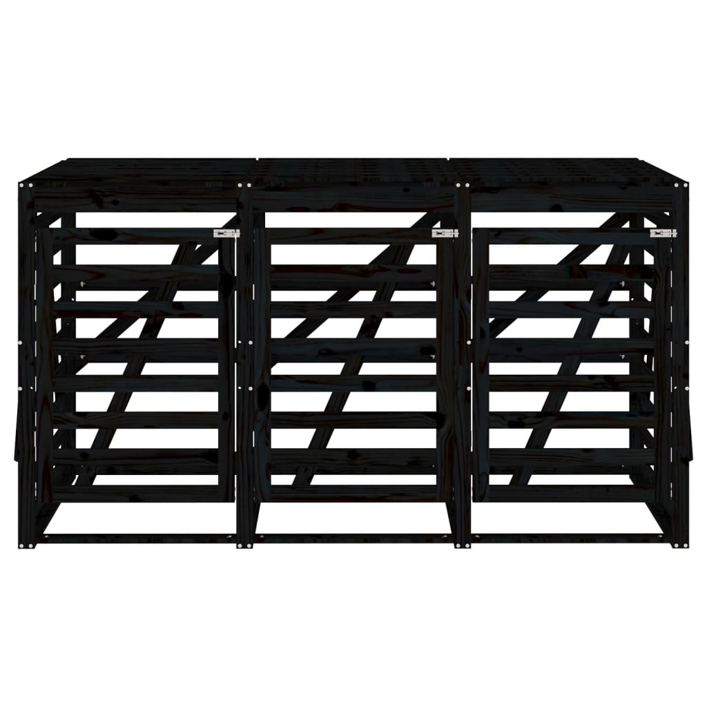 Copribidone Triplo Nero in Legno Massello di Pino - homemem39