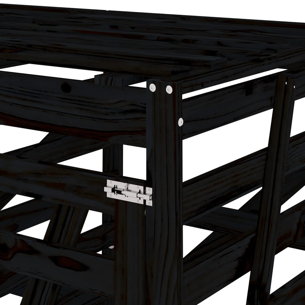 Copribidone Quadruplo Nero in Legno Massello di Pino - homemem39