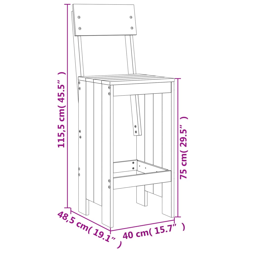 Set da Bar da Giardino 5 pz in Legno Massello di Douglas | homemem39
