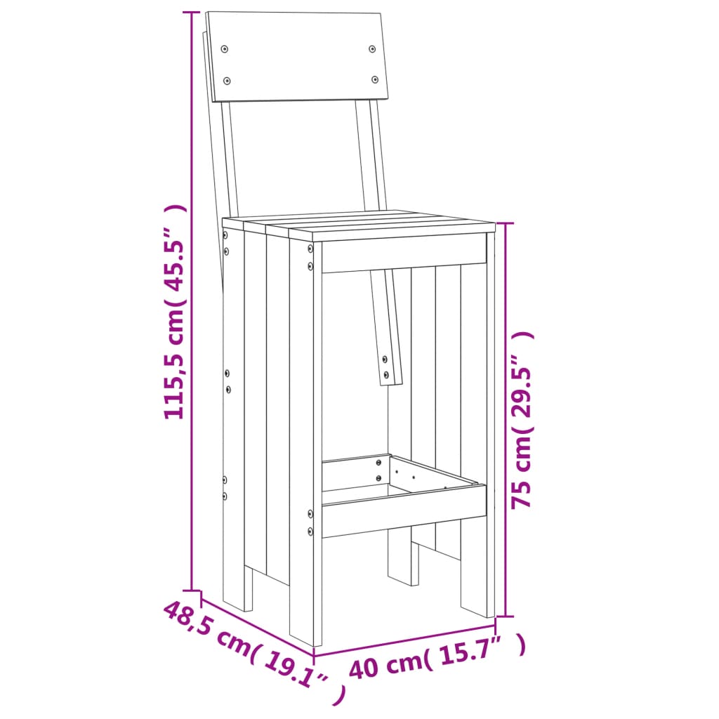Set da Bar da Giardino 7 pz in Legno Massello di Douglas | homemem39