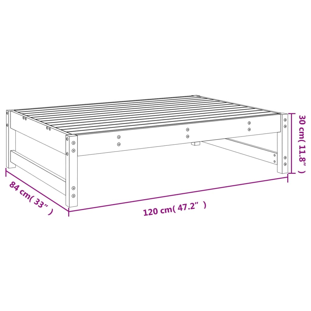 Poggiapiedi da Giardino 120x80 cm in Legno Impregnato di Pino | homemem39
