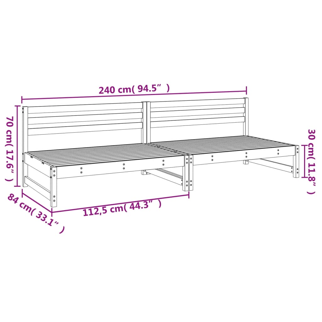 Divani Centrali Giardino 2pz Bianchi 120x80cm Massello Pino | homemem39