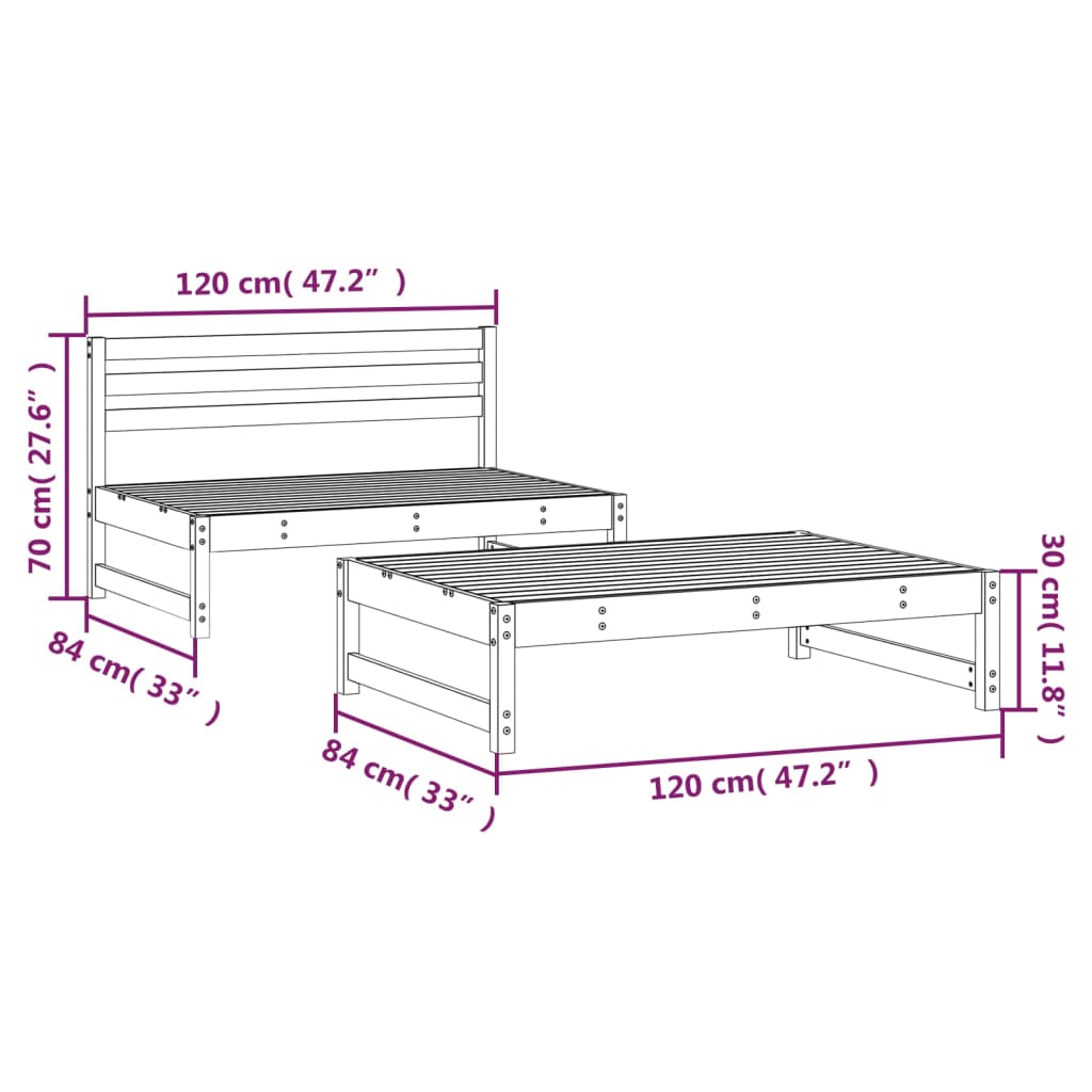 Set Salotto da Giardino 2 pz in Legno Impregnato di Pino | homemem39