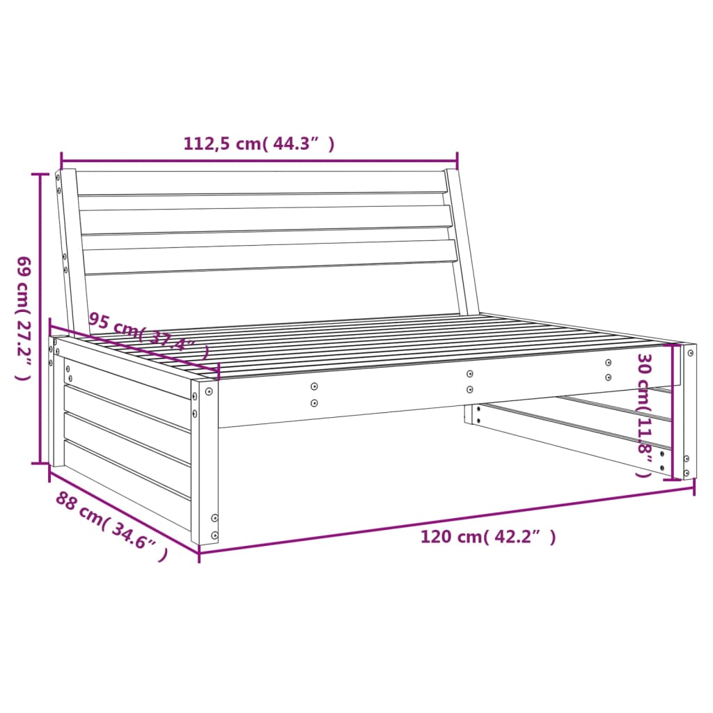 Divano Centrale Giardino 120x80cm Legno Massello Douglas | homemem39