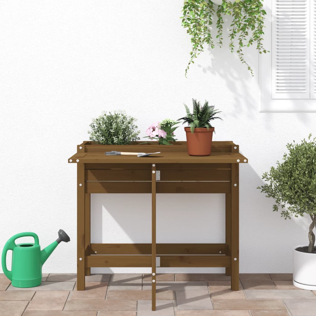Fioriera da Giardino Piano Pieghevole Ambra Legno Massello Pino