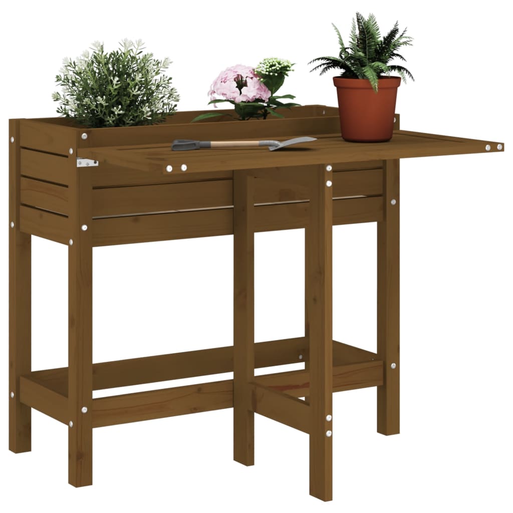 Fioriera da Giardino Piano Pieghevole Ambra Legno Massello Pino