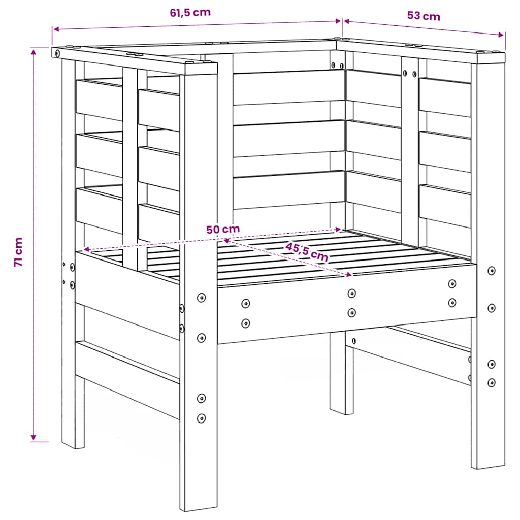 Set Salotto da Giardino 3 pz Ambra in Legno Massello di Pino