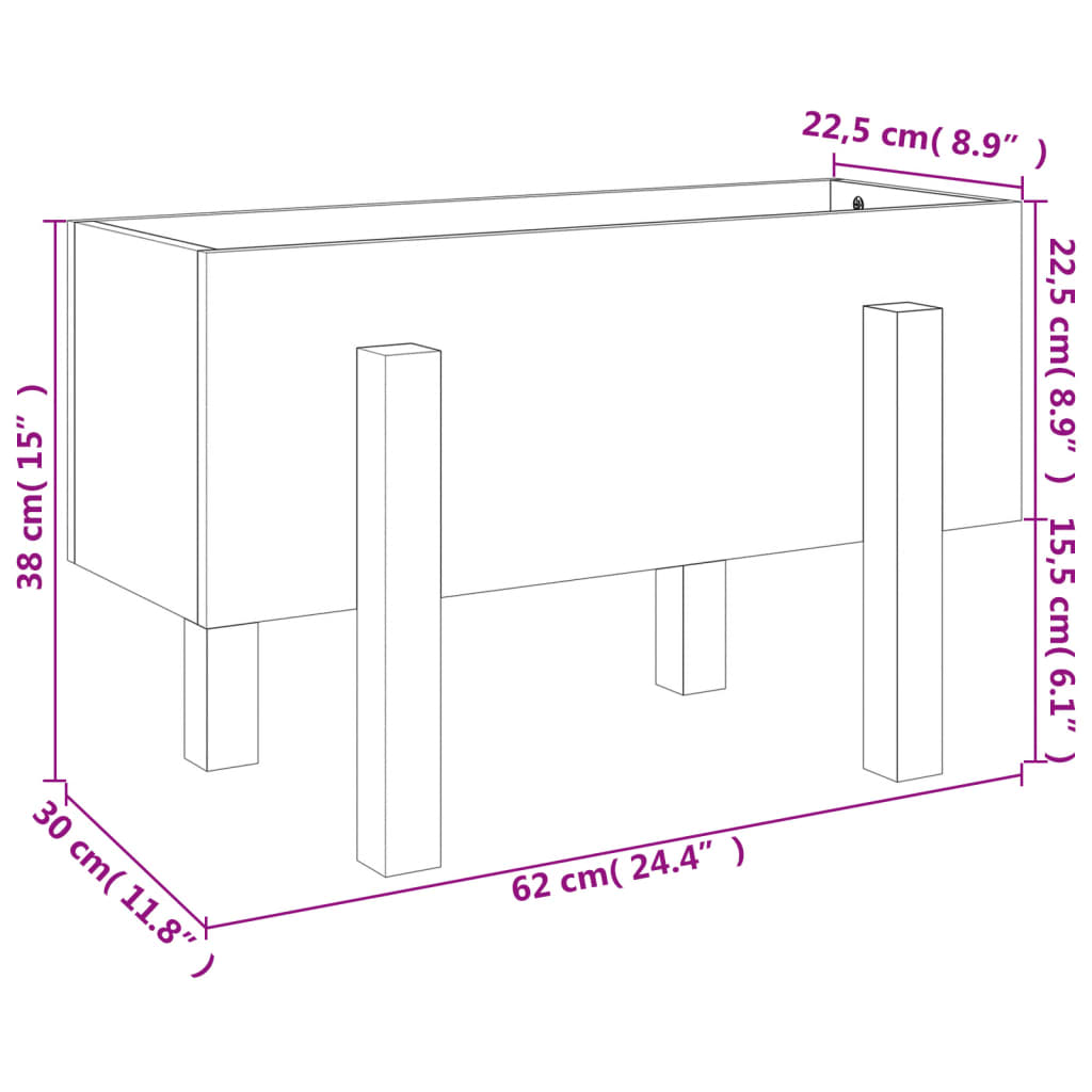 Fioriera da Giardino 62x30x38 cm in Legno Massello di Douglas | homemem39