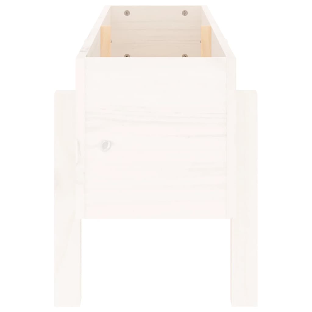 Fioriera Rialzata da Giardino Bianca 101x30x38 cm Massello Pino - homemem39