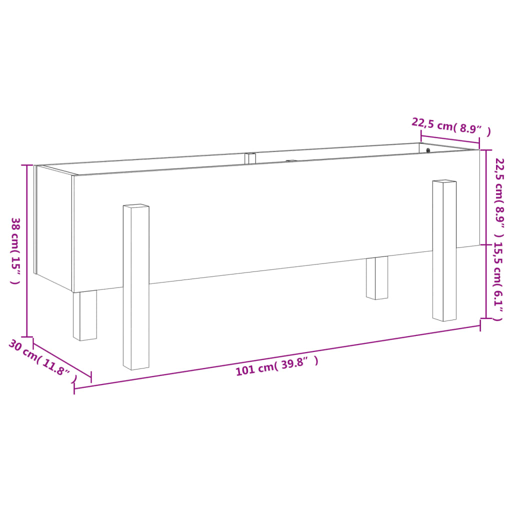 Fioriera Rialzata Giardino 101x30x38 cm Legno Massello Douglas | homemem39