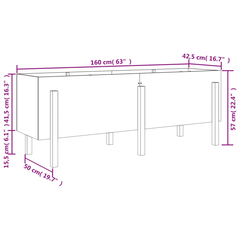 Fioriera Rialzata da Giardino 160x50x57 cm Legno Massello Pino | homemem39