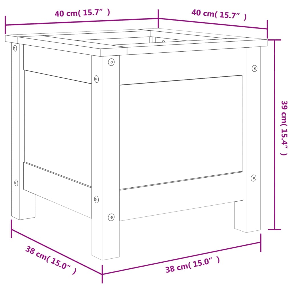 Fioriera da Giardino Nera 40x40x39 cm Legno Massello di Pino | homemem39