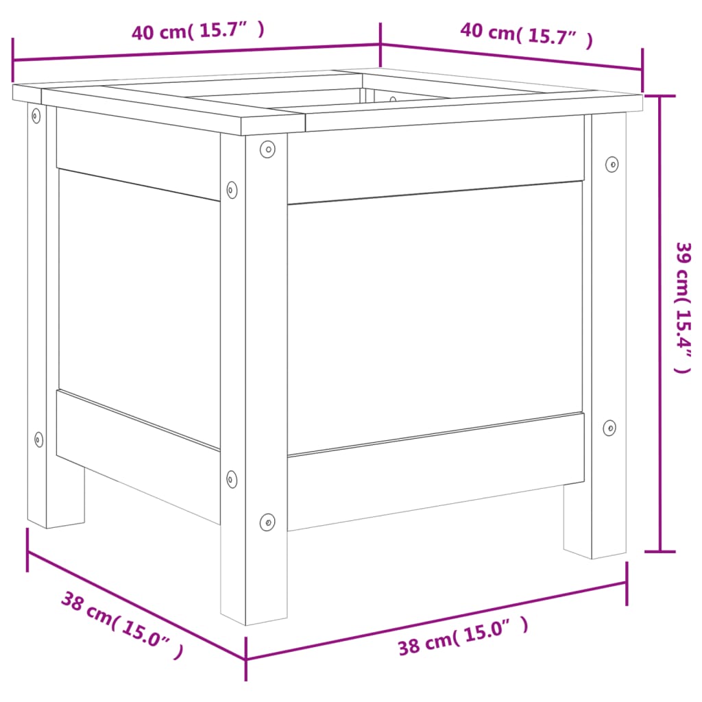 Fioriera da Giardino 40x40x39 cm in Legno Massello di Douglas | homemem39