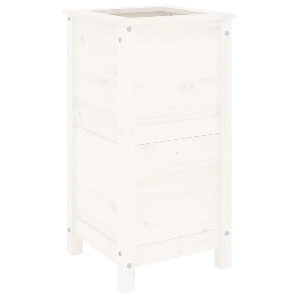 Fioriera da Giardino Bianca 40x40x78 cm Legno Massello di Pino - homemem39