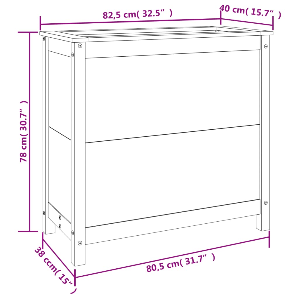 Fioriera da Giardino 82,5x40x78 cm in Legno Massello di Douglas | homemem39