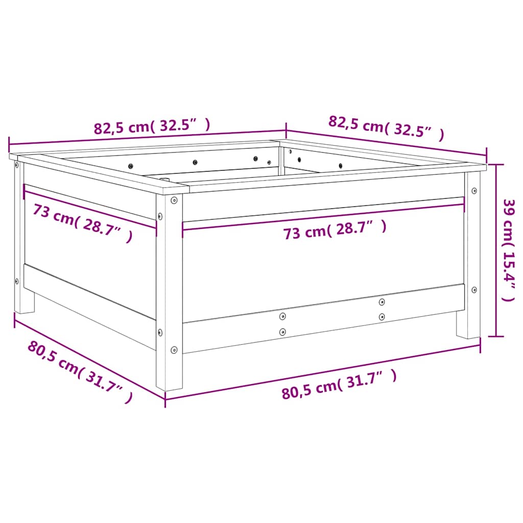 Fioriera da Giardino Ambra 82,5x82,5x39 cm Legno Massello Pino - homemem39