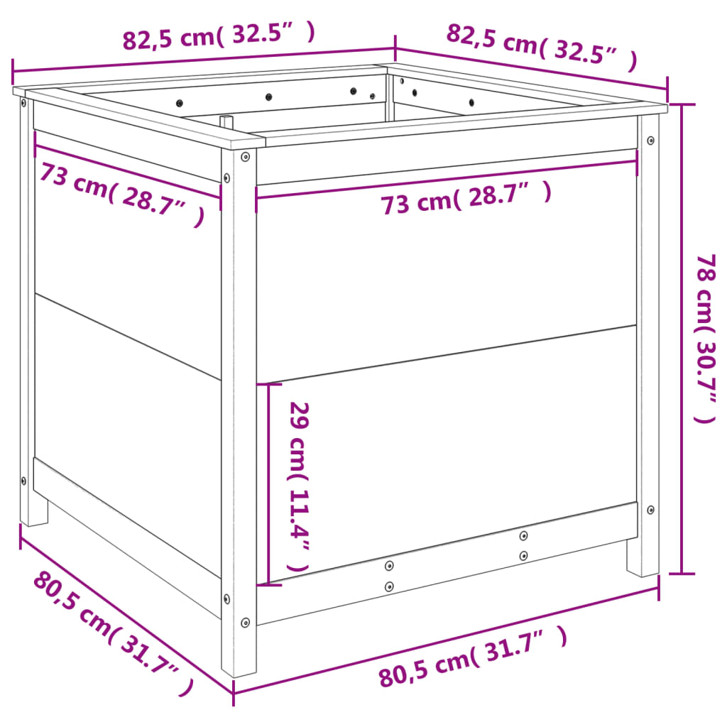 Fioriera da Giardino Bianca 82,5x82,5x78cm Legno Massello Pino | homemem39