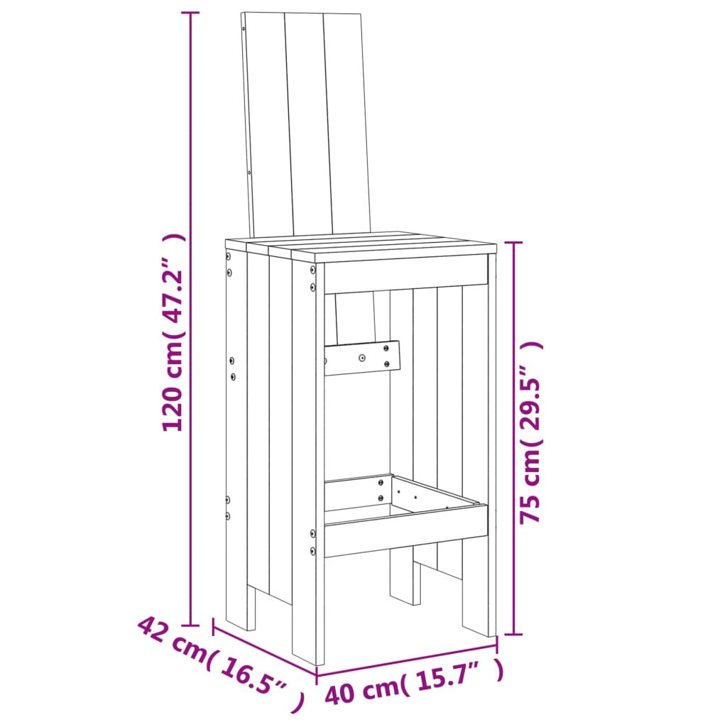 Sgabelli 2 pz Marrone Ambra 40x42x120 cm Legno Massello di Pino - homemem39