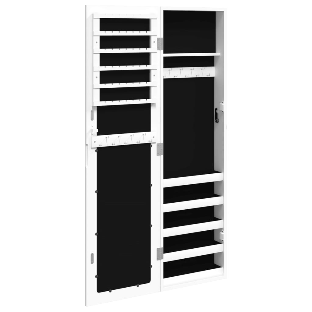 Armadio Portagioie con Specchio a Muro Bianco 30x8,5x106 cm - homemem39