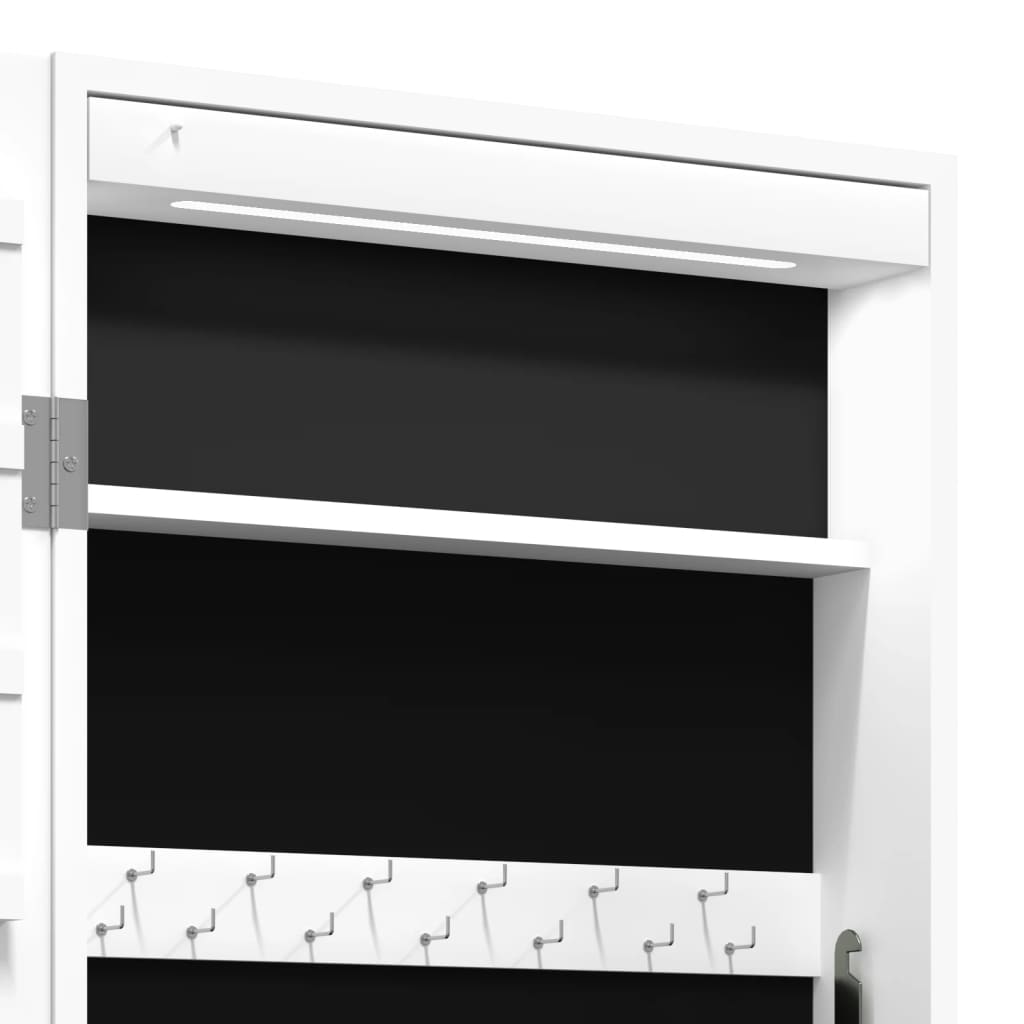 Armadio Portagioie a Specchio con Luci LED a Parete Bianco | homemem39