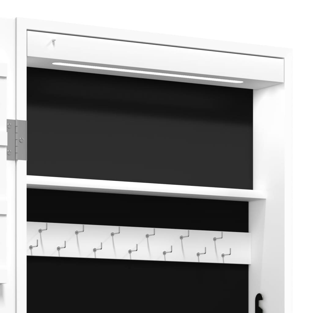 Armadio Portagioie a Specchio con Luci LED a Parete Bianco | homemem39