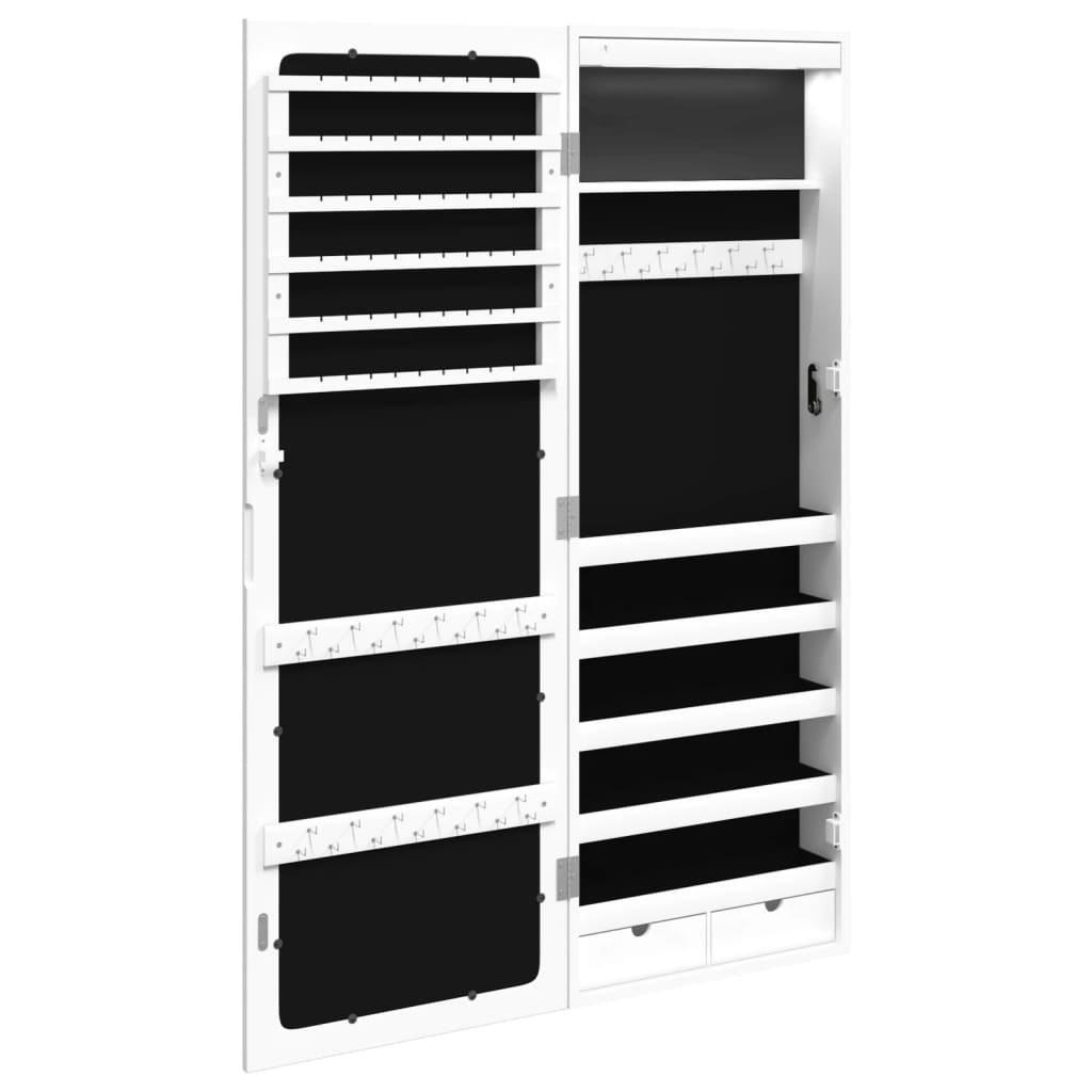 Armadio Portagioie a Specchio con Luci LED a Parete Bianco - homemem39