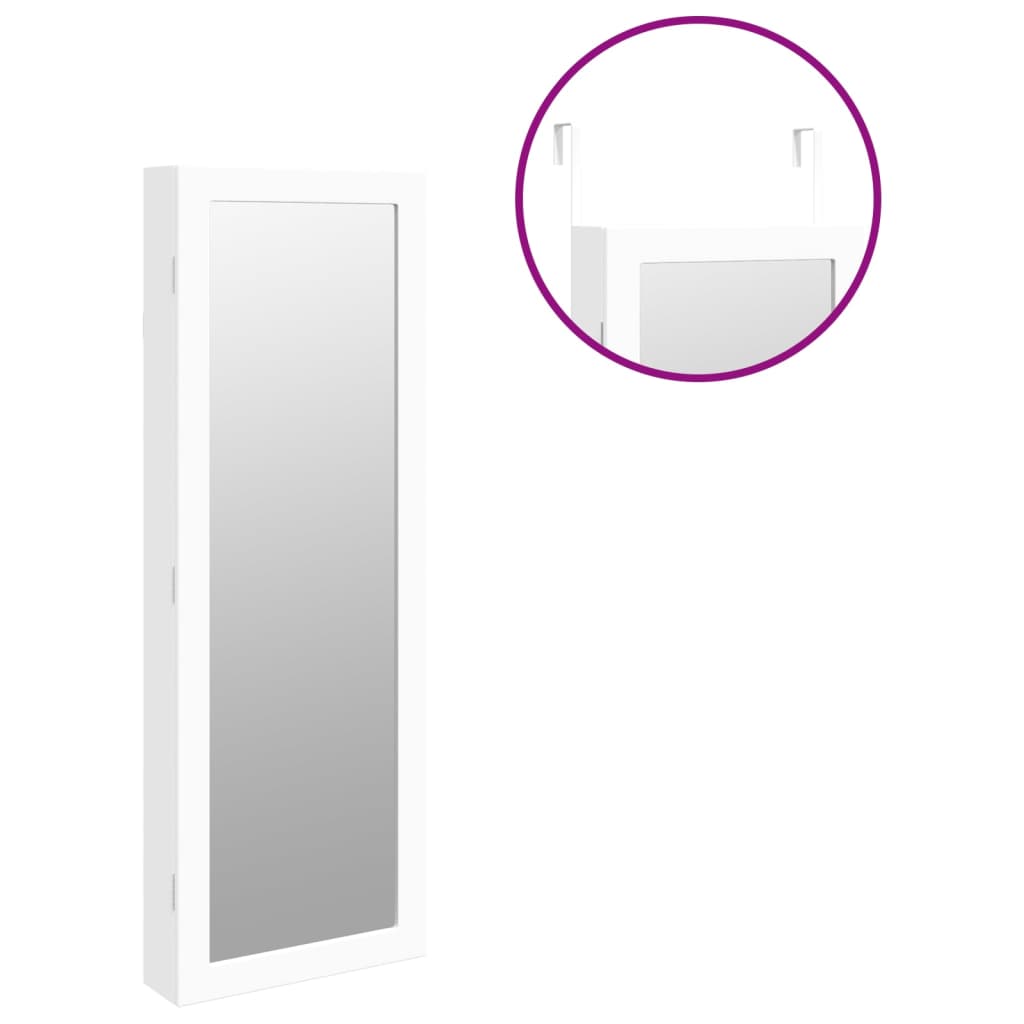 Armadio Portagioie a Specchio con Luci LED a Parete Bianco - homemem39