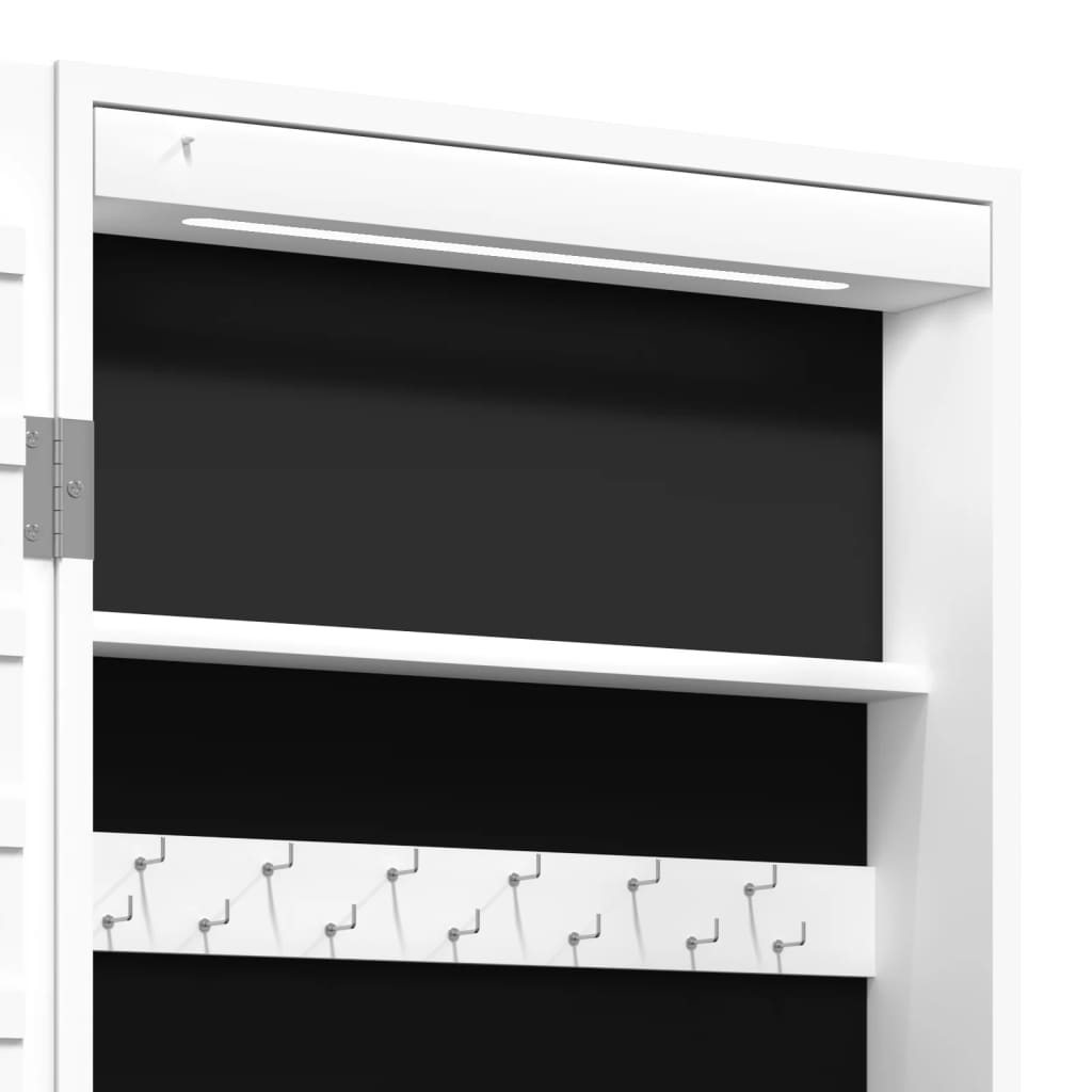 Armadio Portagioie a Specchio con Luci LED a Parete Bianco | homemem39