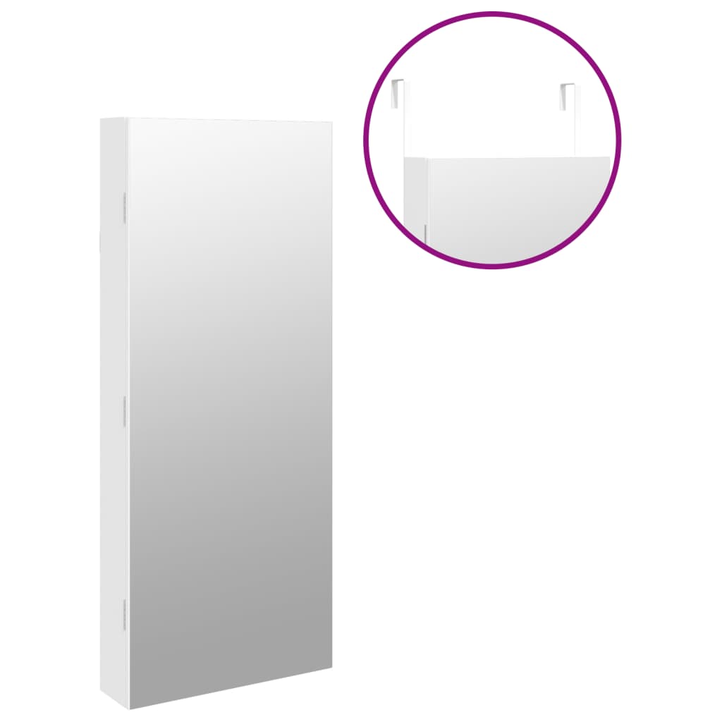 Armadio Portagioie a Specchio con Luci LED a Parete Bianco - homemem39