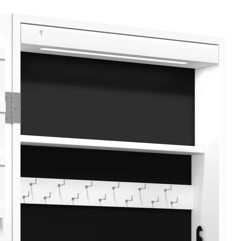 Armadio Portagioie a Specchio con Luci LED a Parete Bianco | homemem39