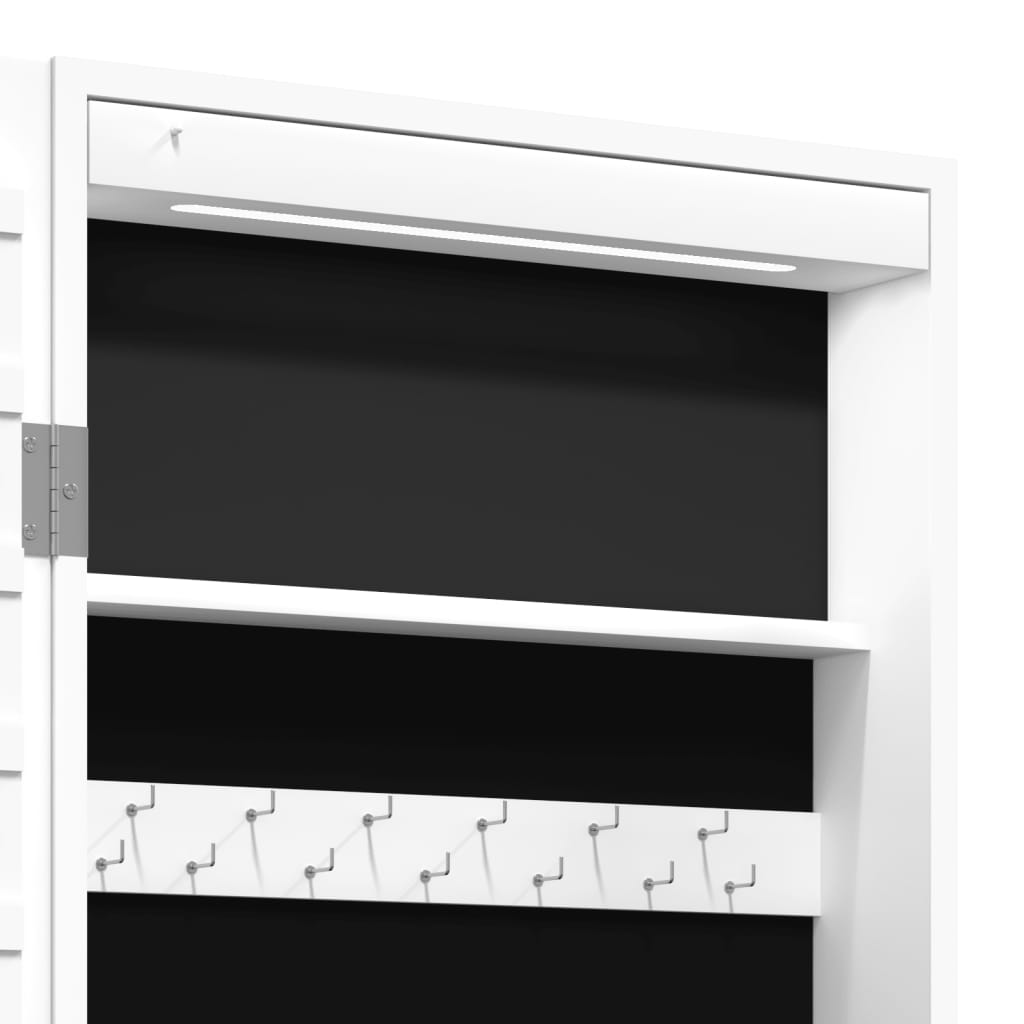 Armadio Portagioie a Specchio con Luci LED a Parete Bianco - homemem39