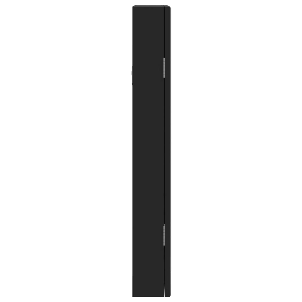 Armadio Portagioie a Specchio con Luci LED a Parete Nero - homemem39