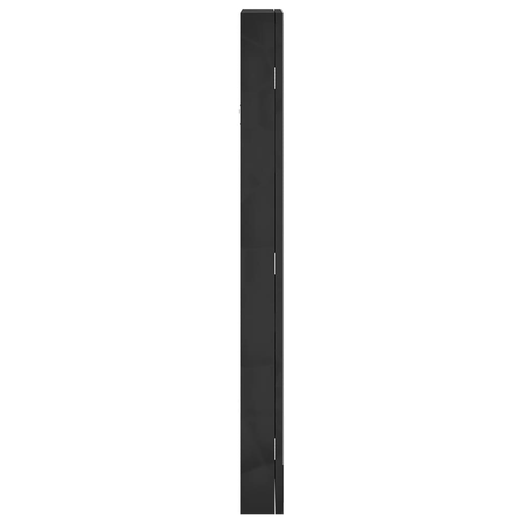 Armadio Portagioie a Specchio con Luci LED a Parete Nero - homemem39