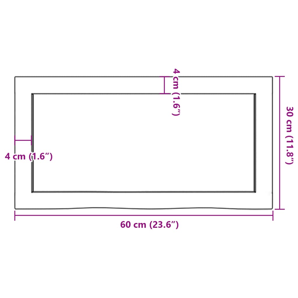 Ripiano a Parete 60x30x(2-6) cm Massello Rovere Non Trattato - homemem39