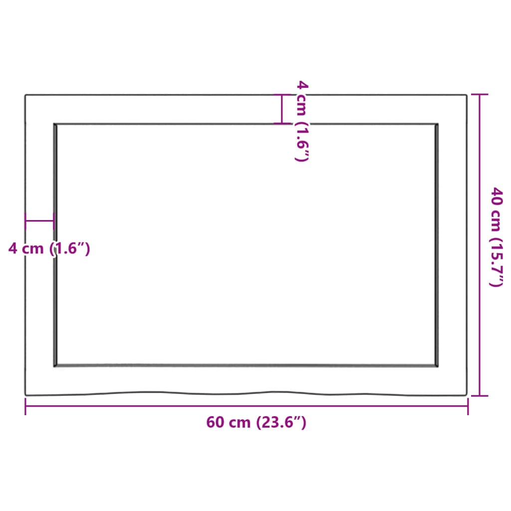 Ripiano a Parete 60x40x(2-4) cm Massello Rovere Non Trattato | homemem39