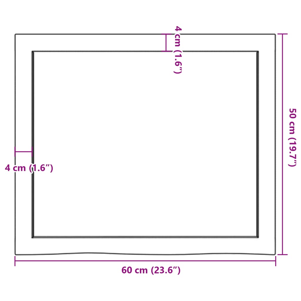 Ripiano a Parete 60x50x(2-4) cm Massello Rovere Non Trattato | homemem39